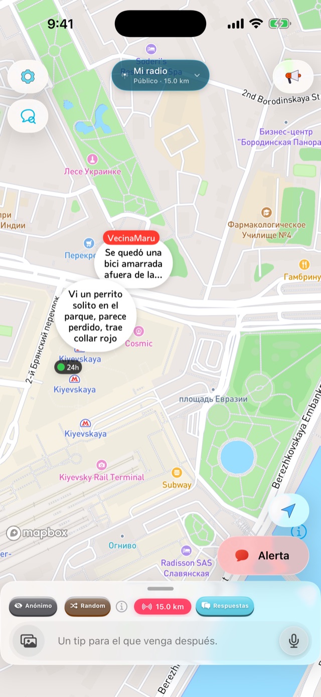 El mapa de Liivoo con globos de dos vecinos